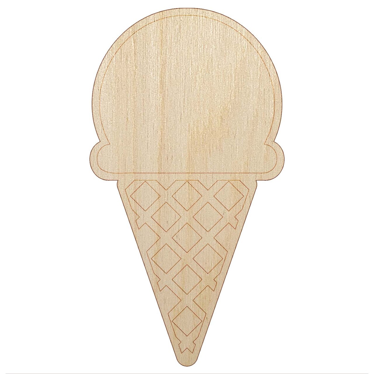Yummy Ice Cream Cone Unfinished Wood Shape Piece Cutout for DIY Craft Projects